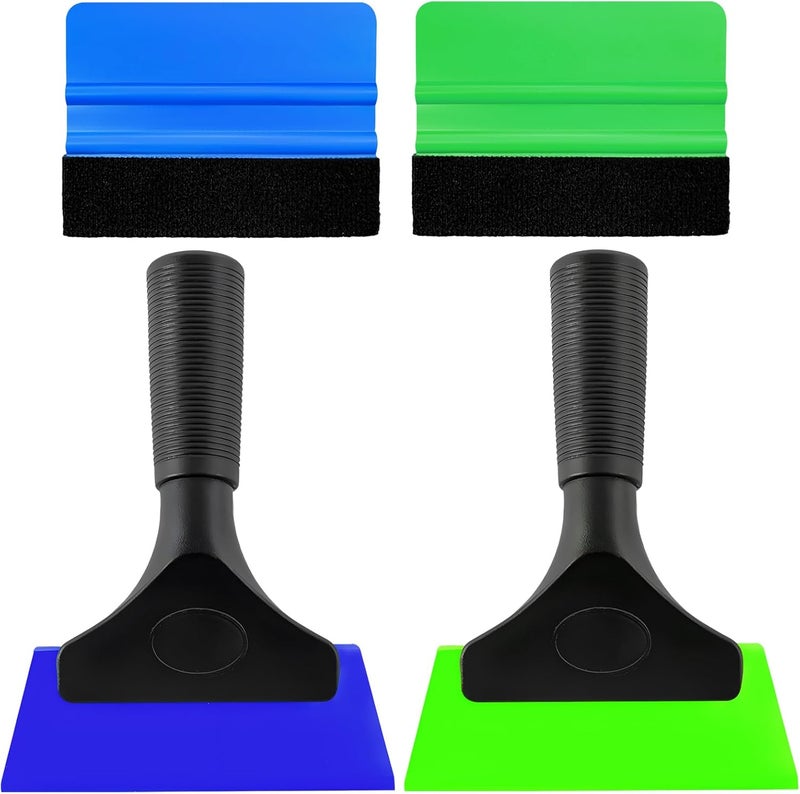 Yourkar 4 PCS Window Tint Kit Tools, Professional Vinyl Wrap Kit with Plastic Squeegee & Felt Squeegee, Universal Privacy Film Installation Tint Tools for Vehicle Glass Home (Blue+Green) - Image 1